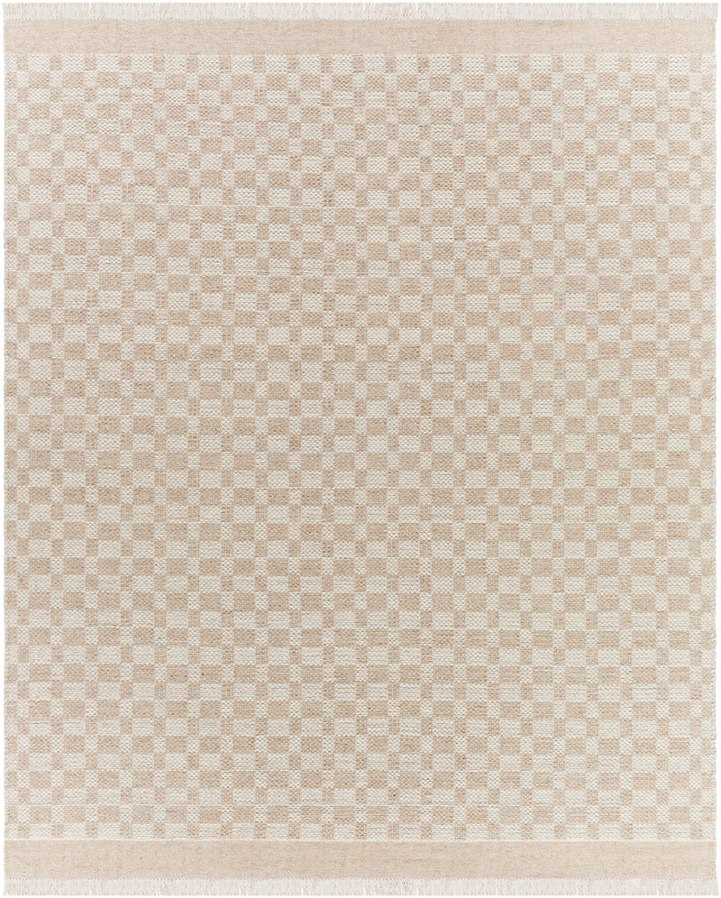 Mardin Checkered Beige Wool Area Rug - BlueJay Avenue