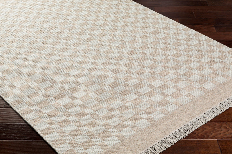 Mardin Checkered Beige Wool Area Rug - BlueJay Avenue