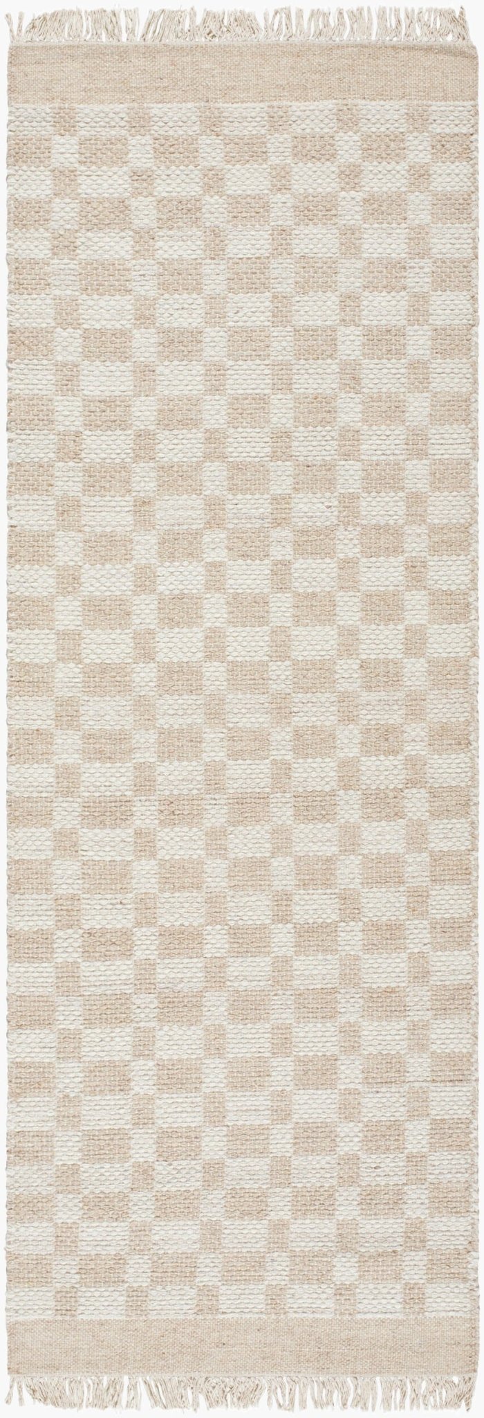 Mardin Checkered Beige Wool Area Rug - BlueJay Avenue