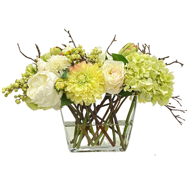 Mix Fall Hydrangea & Rose Silk Flower Arrangement In Flair - BlueJay Avenue