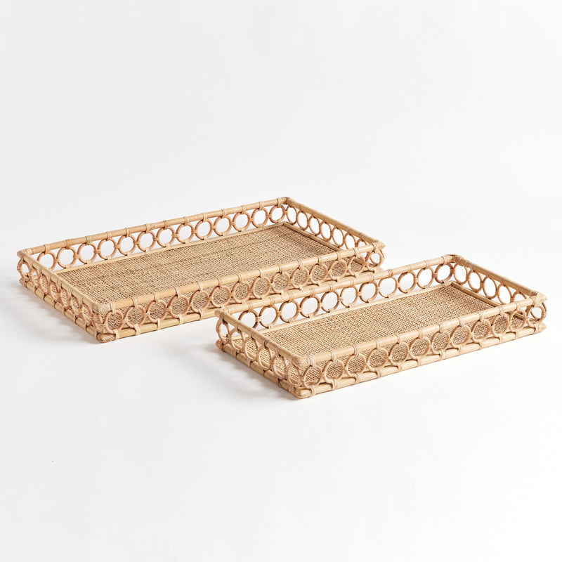 Ninette Rattan Ottoman Trays, Set Of 2 - BlueJay Avenue