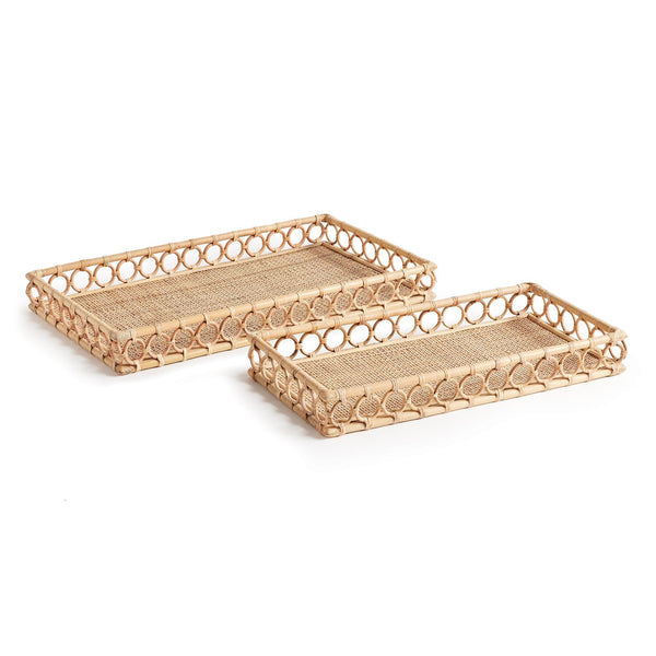 Ninette Rattan Ottoman Trays, Set Of 2 - BlueJay Avenue