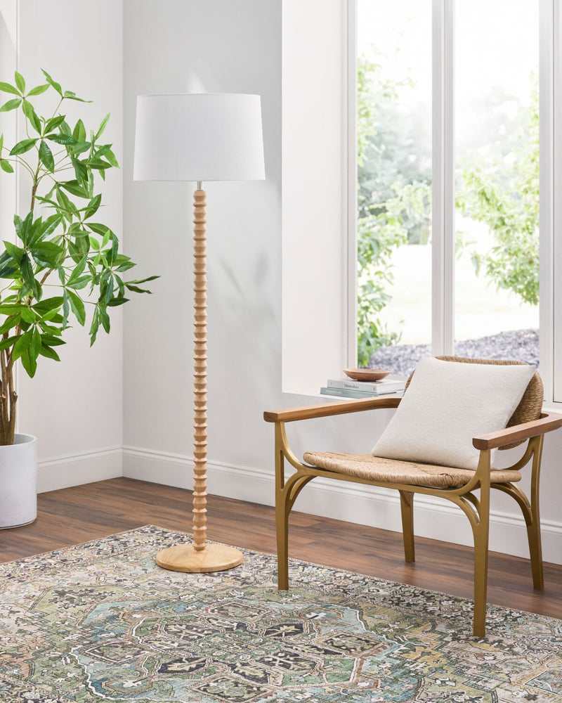 Padauk Wood Beige Floor Lamp - BlueJay Avenue