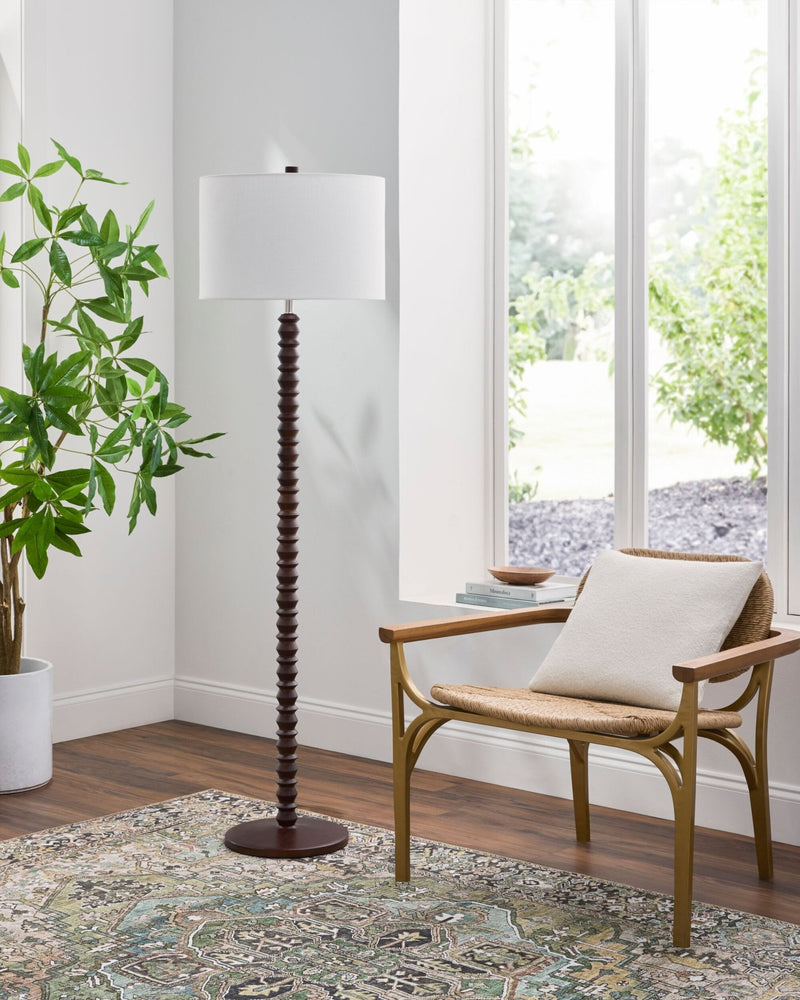 Padauk Wood Floor Lamp in Dark Brown - BlueJay Avenue