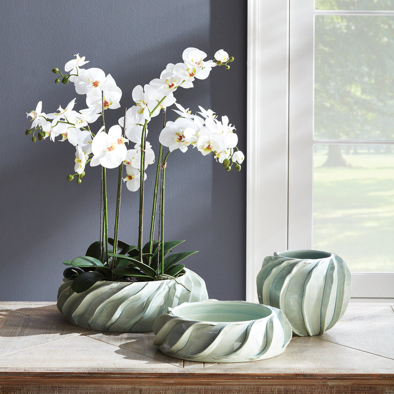 Phalaenopsis White Orchid Bowl Artificial Flower Drop - In 31.5" - BlueJay Avenue