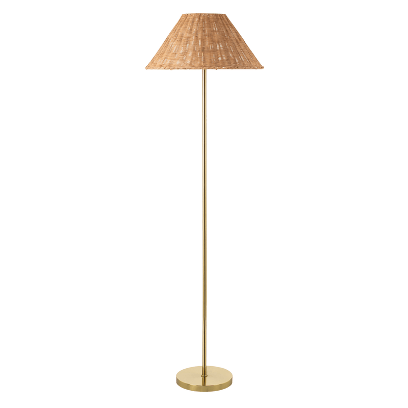 Ronda Gold Floor Lamp with Rattan Shade - BlueJay Avenue