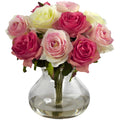 Silk Rose Artificial Flower Arrangement with Vase - BlueJay Avenue