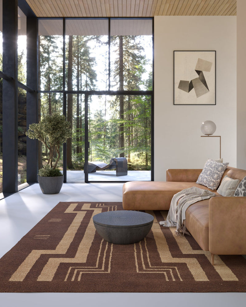 Simba Brown Wool Modern Area Rug - BlueJay Avenue