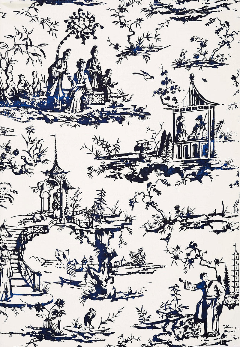 Summer Palace Wallpaper, Porcelain - BlueJay Avenue