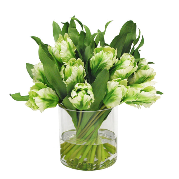 Tulip Faux Flower Arrangement In Cylinder Glass Vase - BlueJay Avenue