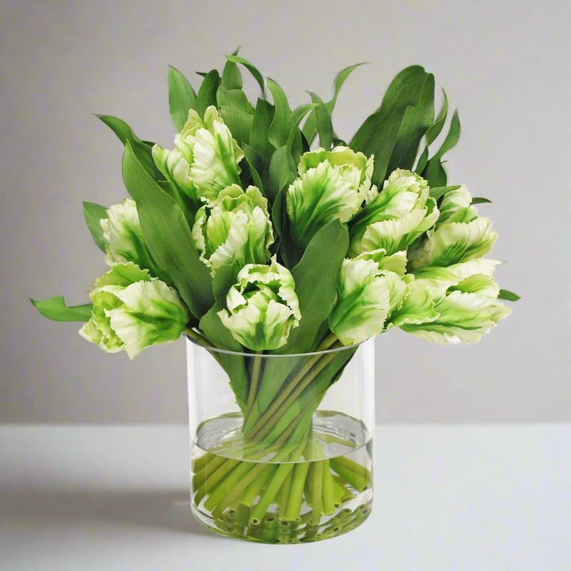 Tulip Faux Flower Arrangement In Cylinder Glass Vase - BlueJay Avenue