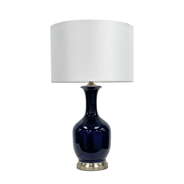 Winward Navy Vase Lamp with Metal Base - BlueJay Avenue