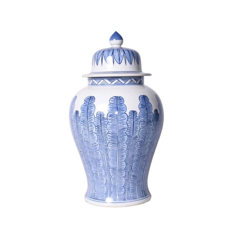 Banana Leaf Motif Porcelain Temple Jar - BlueJay Avenue