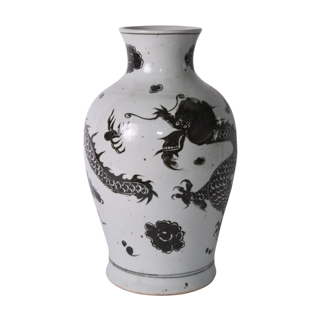 Globular Vase With Black Feathers