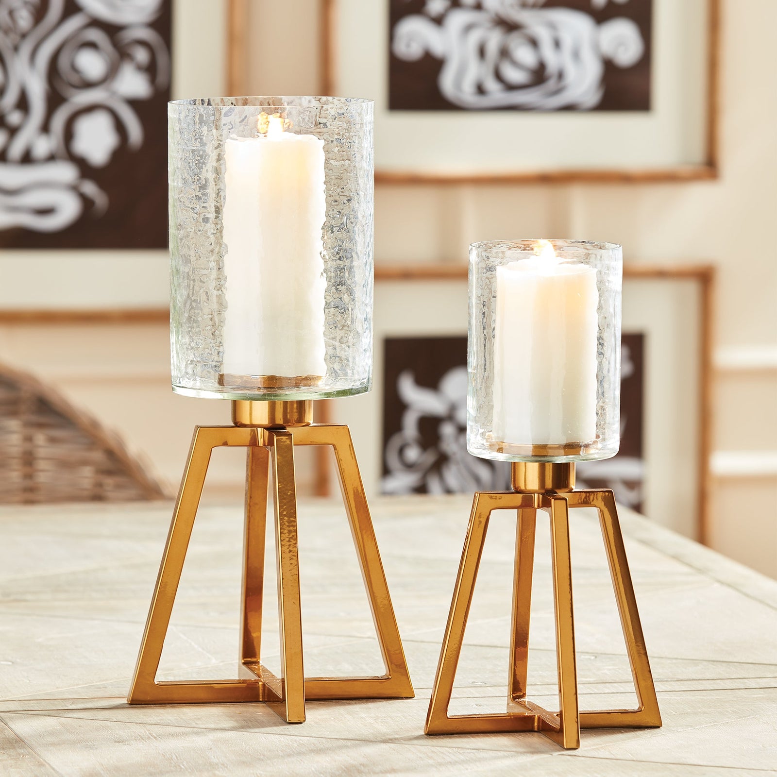 Braylen Hurricane Glass Candle Holders For Pillar Candles 