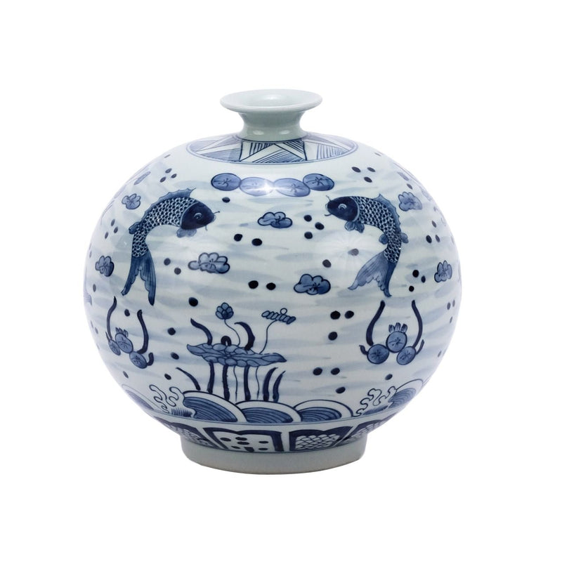 B&W Fish Pomegranate Vase - BlueJay Avenue