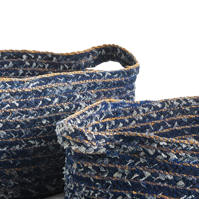 Denim Oval Baskets, Set of 2 - BlueJay Avenue