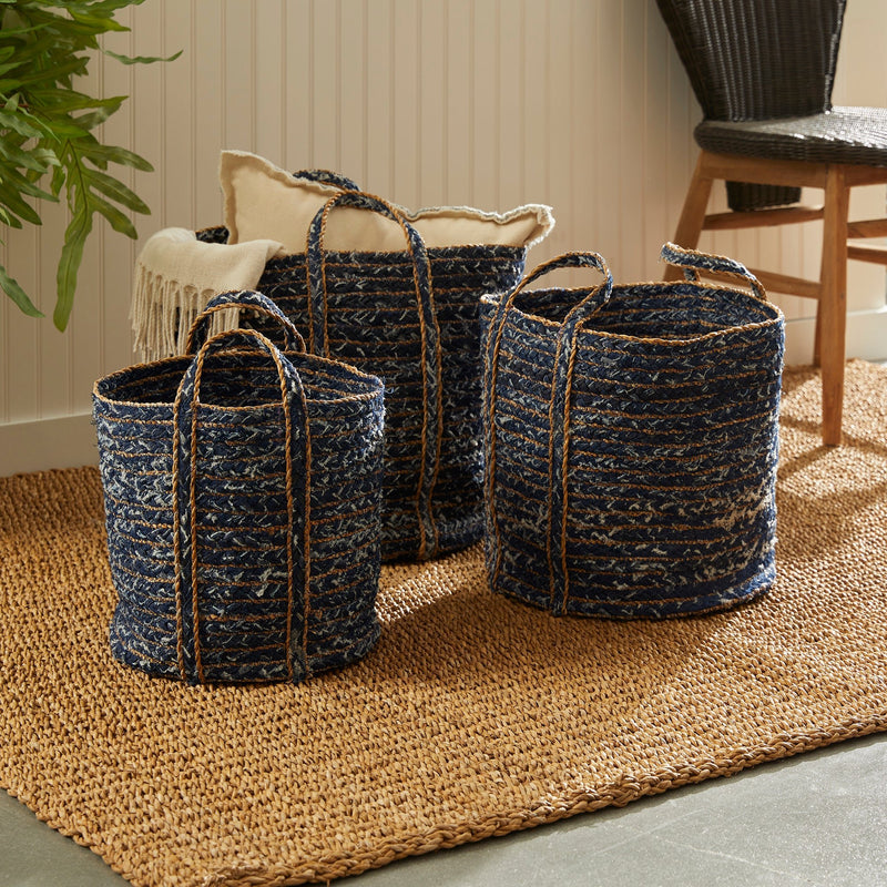 Denim Round Baskets Set of 3 - BlueJay Avenue