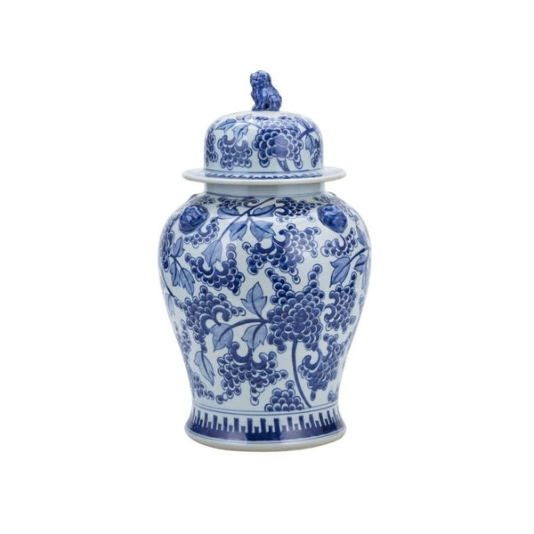 Lion Handles Peony Temple Jar - BlueJay Avenue