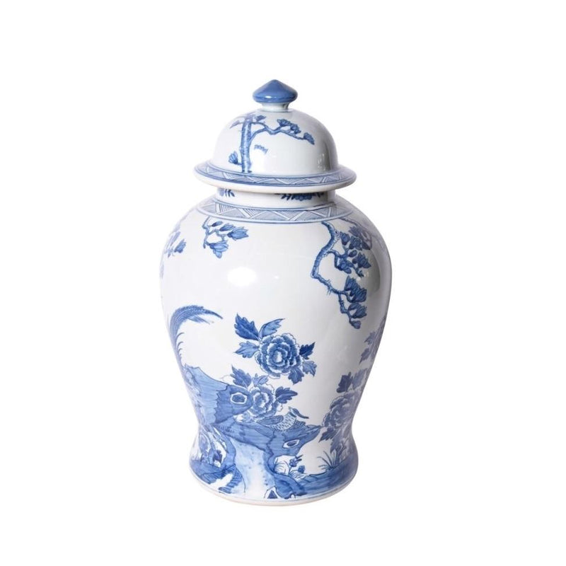 Porcelain Magnolia Pheasant Porcelain Temple Jar - BlueJay Avenue