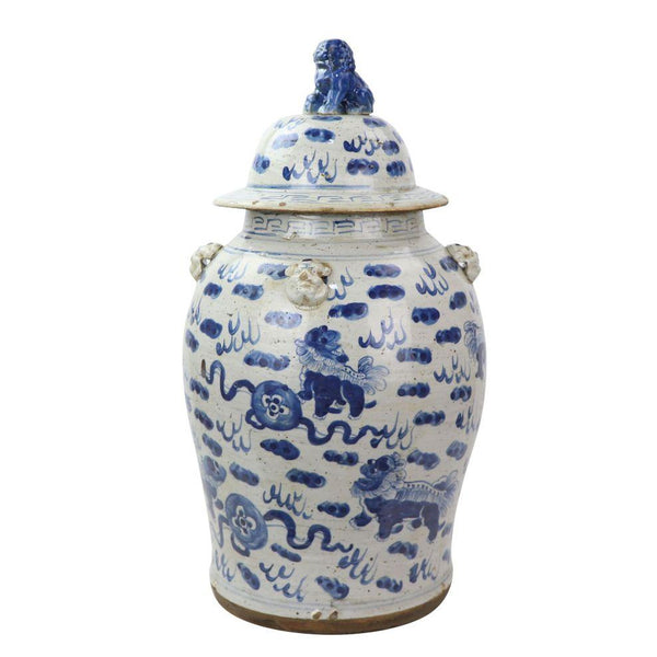 Vintage Temple Jar Lion Motif - BlueJay Avenue