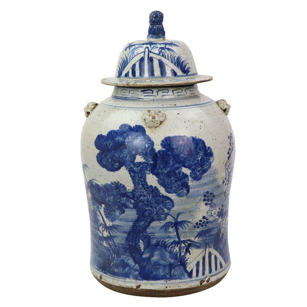 Vintage Temple Jar Pine Motif - BlueJay Avenue